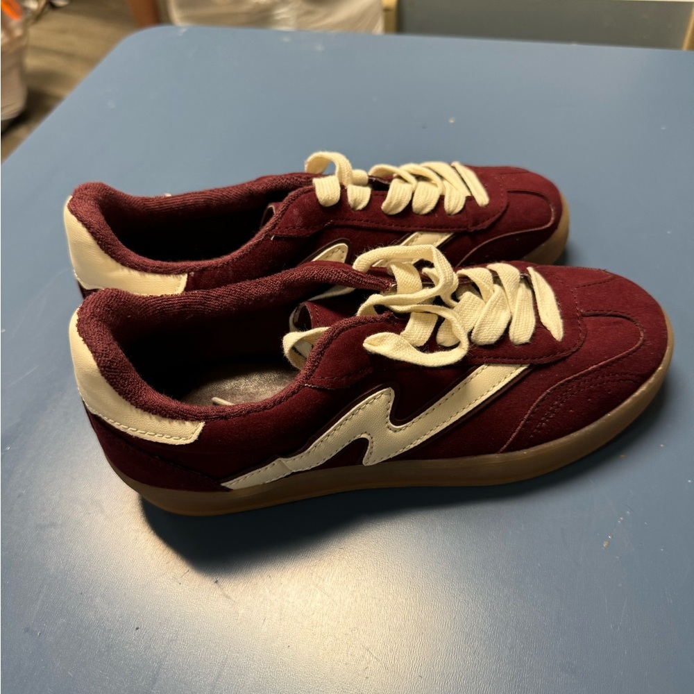 Stylish Maroon and White Shoes